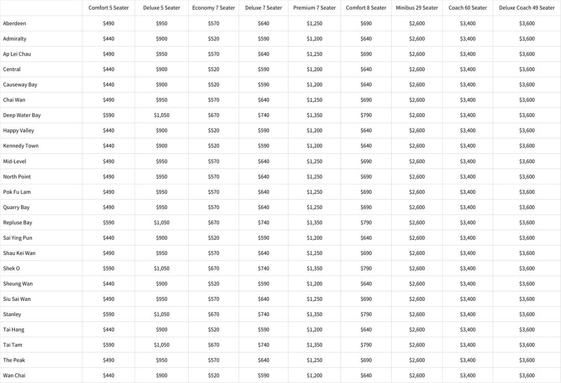【Price List】Disneyland Transfer Services - Hong Kong Island