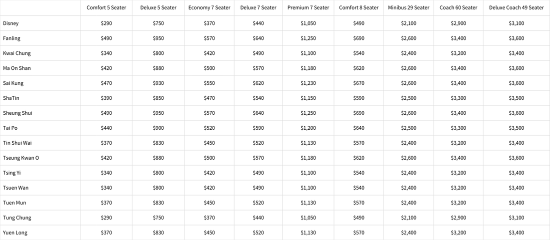 【Price List】Disneyland Transfer Services - New Territories